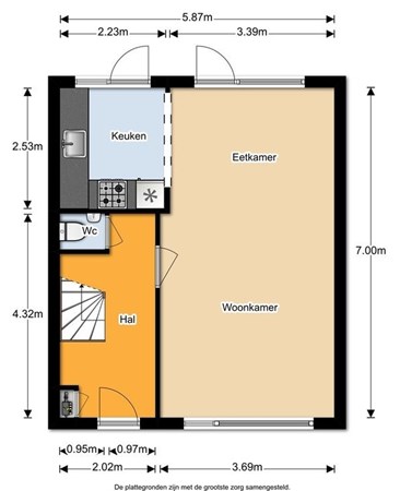 Floorplan - Vechtstraat 21, 1442 SH Purmerend